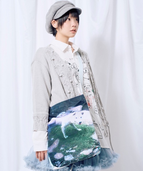 Never mind the XU / Chikashitsu+（ネバーマインド ザ エックスユー / チカシツプラス）の「【Nerd out XU】Cozy Vintage Gray Bubble Knit cardigan / 【ナードアウトエックスユー】コージーヴィンテージグレーバブルニットカーディガン＜着用動画あり＞（カーディガン/ボレロ・レディース・グレー/アイボリー・L）」の3枚目の写真