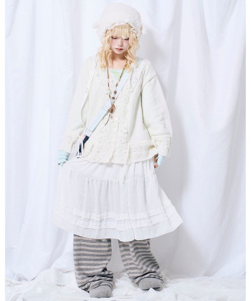 Never mind the XU / Chikashitsu+（ネバーマインド ザ エックスユー / チカシツプラス）の「【Nerd out XU】Cozy Vintage Gray Bubble Knit cardigan / 【ナードアウトエックスユー】コージーヴィンテージグレーバブルニットカーディガン＜着用動画あり＞（カーディガン/ボレロ・レディース・グレー/アイボリー・L）」の15枚目の写真