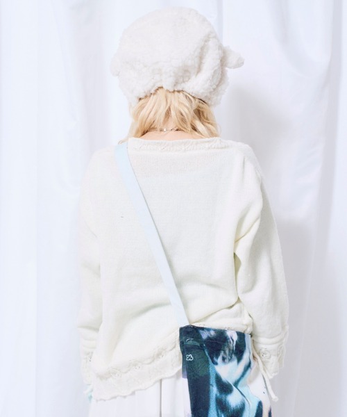 Never mind the XU / Chikashitsu+（ネバーマインド ザ エックスユー / チカシツプラス）の「【Nerd out XU】Cozy Vintage Gray Bubble Knit cardigan / 【ナードアウトエックスユー】コージーヴィンテージグレーバブルニットカーディガン＜着用動画あり＞（カーディガン/ボレロ・レディース・グレー/アイボリー・L）」の10枚目の写真