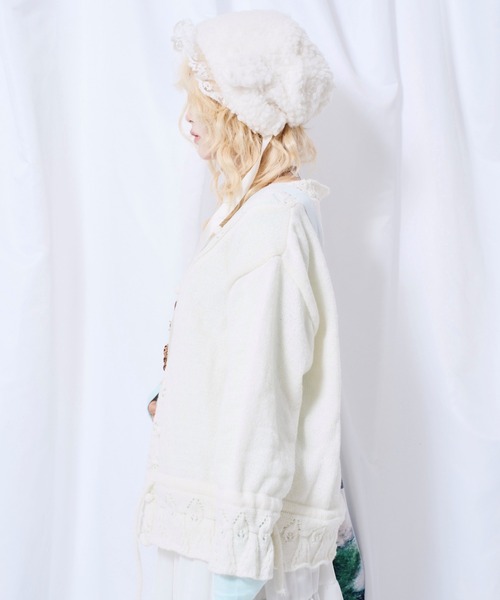 Never mind the XU / Chikashitsu+（ネバーマインド ザ エックスユー / チカシツプラス）の「【Nerd out XU】Cozy Vintage Gray Bubble Knit cardigan / 【ナードアウトエックスユー】コージーヴィンテージグレーバブルニットカーディガン＜着用動画あり＞（カーディガン/ボレロ・レディース・グレー/アイボリー・L）」の9枚目の写真