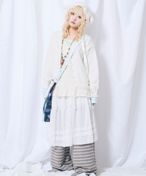 Never mind the XU / Chikashitsu+（ネバーマインド ザ エックスユー / チカシツプラス）の「【Nerd out XU】Cozy Vintage Gray Bubble Knit cardigan / 【ナードアウトエックスユー】コージーヴィンテージグレーバブルニットカーディガン＜着用動画あり＞（カーディガン/ボレロ・レディース・グレー/アイボリー・L）」の18枚目の写真