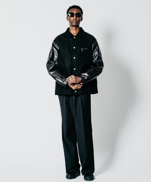 CRIMIE(クライミー)の「MELTON COMBINATION LEATHER SLEEVE SPORTS JACKET(ブルゾン・メンズ・ブラック・XXL/XL/L/M/S)」の4枚目の写真