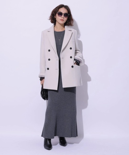 Arpege story(アルページュストーリー)の「Wボタンジャコット(ダウンジャケット/コート・レディース・チャコールグレー/オフホワイト・2/1)」の8枚目の写真