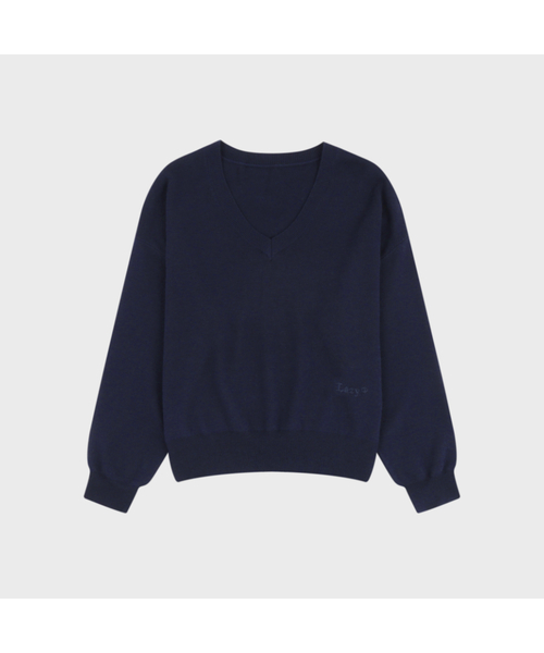 LAZYZ（レイジジ）の「クラシック vneckニット (4カラー)（ニット/セーター・レディース・ライトグレー/スカイブルー/ネイビー/チャコール・F）」の4枚目の写真