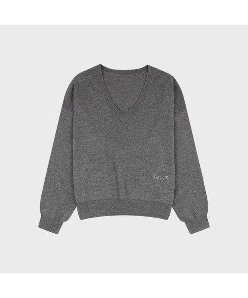 LAZYZ（レイジジ）の「クラシック vneckニット (4カラー)（ニット/セーター・レディース・ライトグレー/スカイブルー/ネイビー/チャコール・F）」の3枚目の写真
