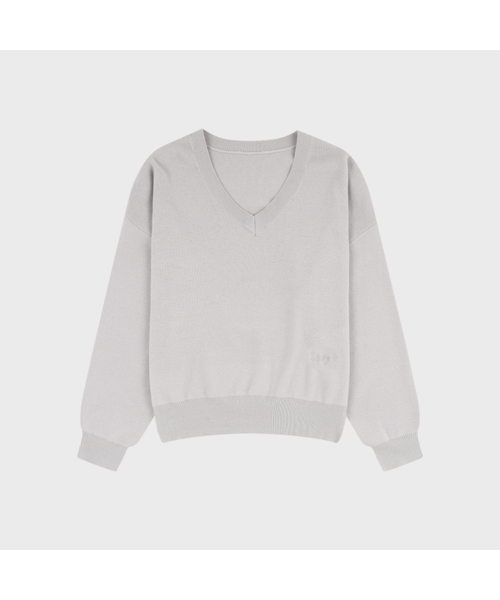 LAZYZ（レイジジ）の「クラシック vneckニット (4カラー)（ニット/セーター・レディース・ライトグレー/スカイブルー/ネイビー/チャコール・F）」の2枚目の写真