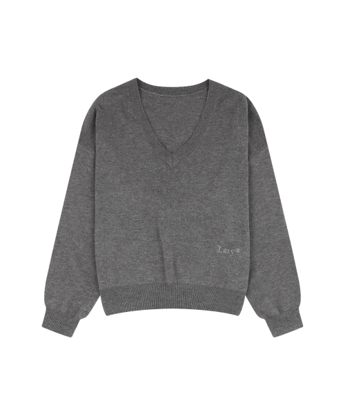 LAZYZ（レイジジ）の「クラシック vneckニット (4カラー)（ニット/セーター・レディース・ライトグレー/スカイブルー/ネイビー/チャコール・F）」の13枚目の写真