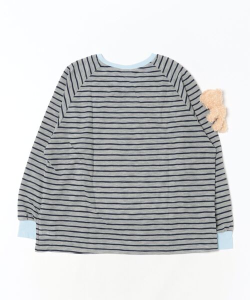 HOOK(フック)の「HOOK for girls ナンバーロゴ ボーダー Vネック オーバーサイズロンT(Tシャツ/カットソー・レディース・グレー・FREE)」の2枚目の写真