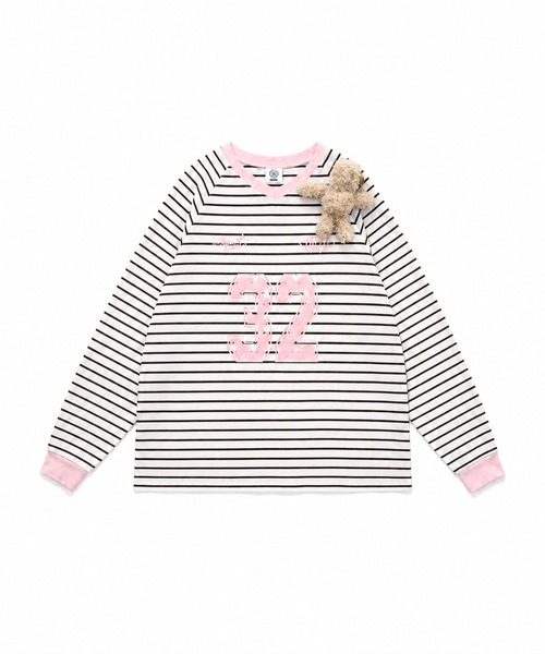 HOOK(フック)の「HOOK for girls ナンバーロゴ ボーダー Vネック オーバーサイズロンT(Tシャツ/カットソー・レディース・グレー・FREE)」の19枚目の写真