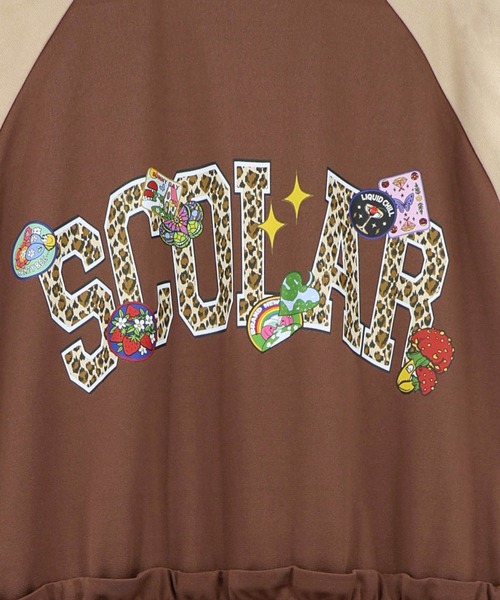 ScoLar(スカラー)の「ScoLar(スカラー) レオパードロゴ 配色ジャージワンピ(ワンピース・レディース・チャコールグレー/ブラック/ベージュ・MEDIUM)」の17枚目の写真