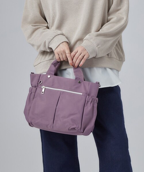 SHOO・LA・RUE(シューラルー)の「【撥水/2WAY】9ポケットトートバッグ(トートバッグ・レディース・ベージュ/ブラック/ライトパープル・00)」の12枚目の写真