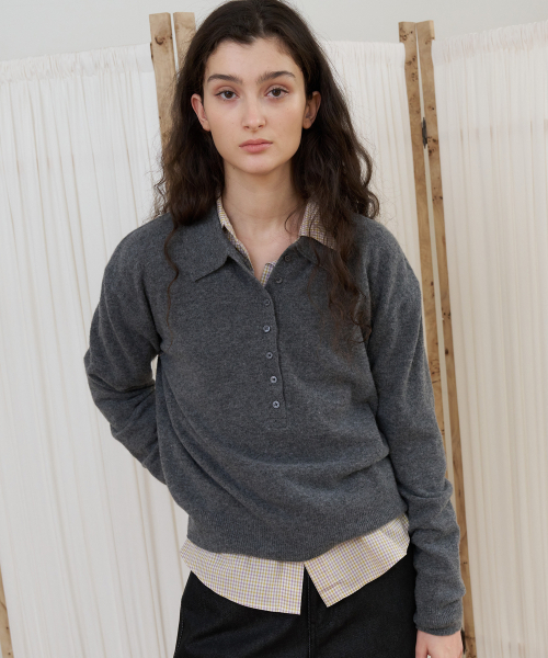 POETSEOUL(ポエットソウル)の「TINT COLLAR KNIT_メランジグレー(ニット/セーター・レディース・その他・F)」の1枚目の写真