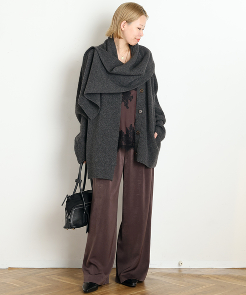 AP STUDIO（エーピーストゥディオ）の「【LIBERADD/リベラド】STOLE CARDIGAN（カーディガン/ボレロ・レディース・チャコールグレー/ベージュ・FREE）」の5枚目の写真