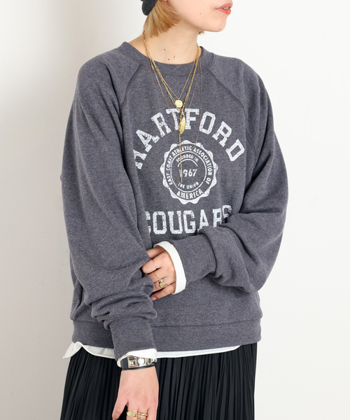 AP STUDIO(エーピーストゥディオ)の「college print sweat Pullover(スウェット・レディース・ブルー・FREE)」の1枚目の写真