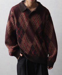 Art re A select（アトリエセレクト）の「総柄モヘアライクニットポロシャツ（ポロシャツ）」