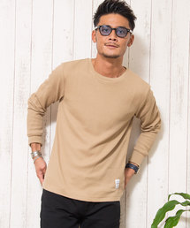『CavariA/キャバリア』サーマルニット無地長袖ニットTシャツ【3ネックタイプから選べる】