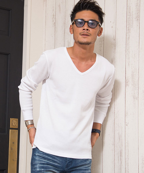 CavariA（キャバリア）の「『CavariA/キャバリア』サーマルニット無地長袖ニットTシャツ【3ネックタイプから選べる】（ニット/セーター・メンズ・ネイビー/ブラック/カーキ/ライトピンク/グレー/ホワイト/ベージュ/ベージュ系その他2/ベージュ系その他3/グリーン系その他/グリーン系その他2/グリーン系その他3/ブルー系その他/ピンク系その他/ブルー系その他3/ピンク系その他2/ピンク系その他3/ホワイト系その他/ホワイト系その他2/ホワイト系その他3/ブラック系その他/ブラック系その他2/ブラック系その他3/グレー系その他/グレー系その他2/グレー系その他3/ベージュ系その他/ブルー系その他2・L/LL/M/XL）」の3枚目の写真