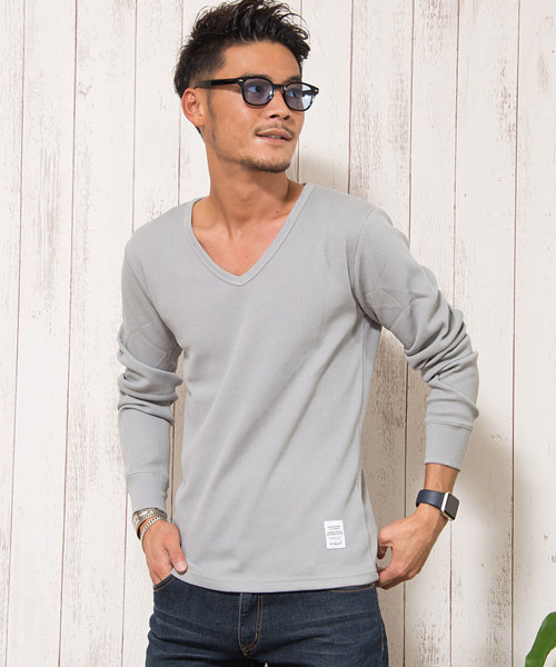 CavariA（キャバリア）の「『CavariA/キャバリア』サーマルニット無地長袖ニットTシャツ【3ネックタイプから選べる】（ニット/セーター・メンズ・ネイビー/ブラック/カーキ/ライトピンク/グレー/ホワイト/ベージュ/ベージュ系その他2/ベージュ系その他3/グリーン系その他/グリーン系その他2/グリーン系その他3/ブルー系その他/ピンク系その他/ブルー系その他3/ピンク系その他2/ピンク系その他3/ホワイト系その他/ホワイト系その他2/ホワイト系その他3/ブラック系その他/ブラック系その他2/ブラック系その他3/グレー系その他/グレー系その他2/グレー系その他3/ベージュ系その他/ブルー系その他2・L/LL/M/XL）」の11枚目の写真