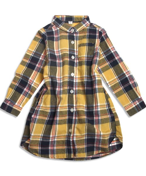 apres les cours（アプレレクール）の「シャツワンピース（ワンピース・キッズ・レッド/イエロー・100/120/110/130/140/90/80）」の2枚目の写真