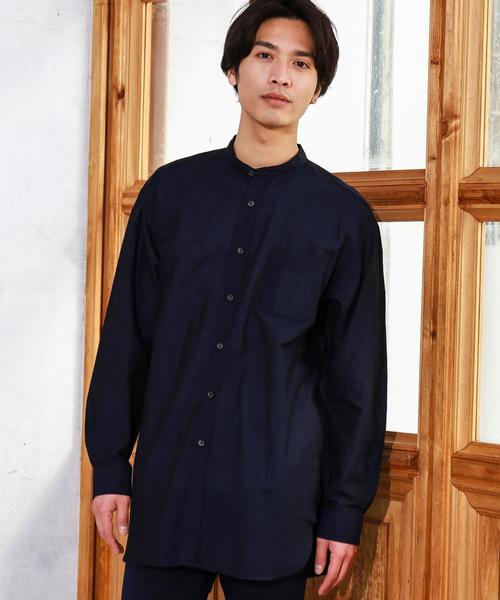 green label relaxing(グリーンレーベルリラクシング)の「SC C/LI BIG/バンドカラー シャツ ◆(シャツ/ブラウス・メンズ・ホワイト/ネイビー/その他・LARGE/MEDIUM/SMALL)」の2枚目の写真