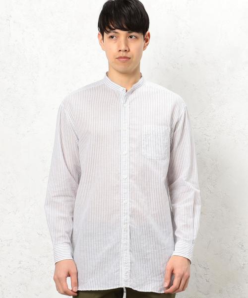 green label relaxing(グリーンレーベルリラクシング)の「SC C/LI BIG/バンドカラー シャツ ◆(シャツ/ブラウス・メンズ・ホワイト/ネイビー/その他・LARGE/MEDIUM/SMALL)」の5枚目の写真