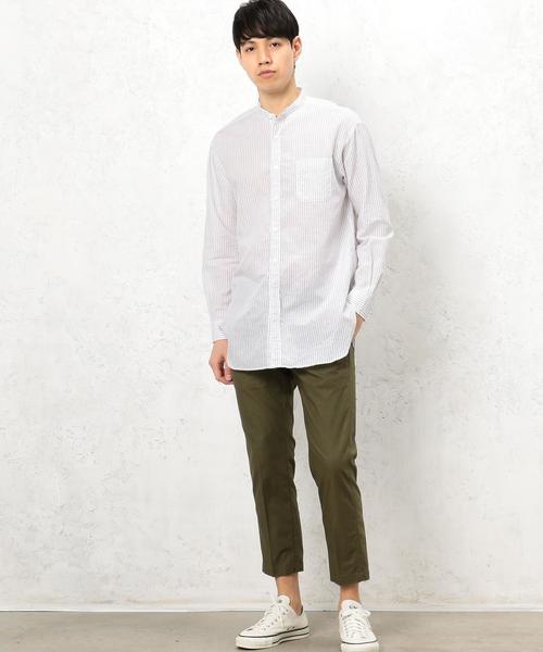 green label relaxing(グリーンレーベルリラクシング)の「SC C/LI BIG/バンドカラー シャツ ◆(シャツ/ブラウス・メンズ・ホワイト/ネイビー/その他・LARGE/MEDIUM/SMALL)」の7枚目の写真