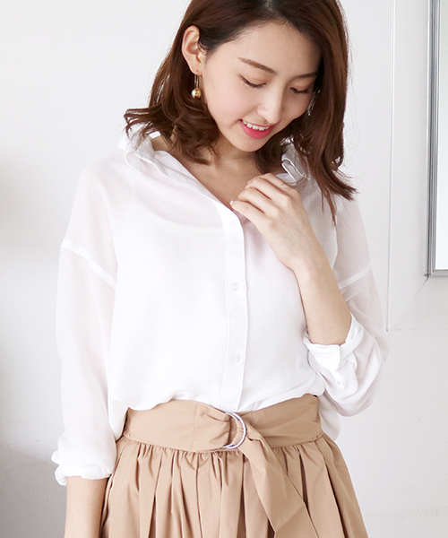 N.（N. Natural Beauty Basic）（エヌエヌナチュラルビューティーベーシック）の「ウォッシャブルビエラブラウス（シャツ/ブラウス・レディース・ホワイト系その他/ピンク/グレー/ネイビー/ホワイト・MEDIUM）」の2枚目の写真