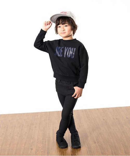 apres les cours（アプレレクール）の「切替えロゴトレーナー（スウェット・キッズ・キャメル/ブラック/カーキ・100/120/90/110/130/140/80）」の4枚目の写真