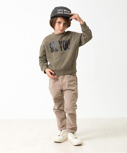 apres les cours（アプレレクール）の「切替えロゴトレーナー（スウェット・キッズ・キャメル/ブラック/カーキ・100/120/90/110/130/140/80）」の7枚目の写真