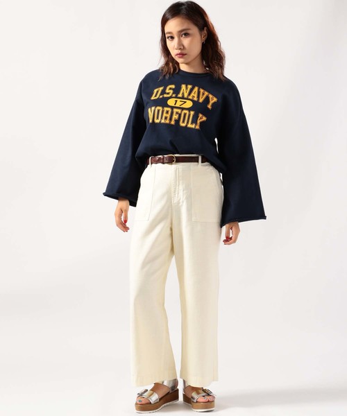 AVIREX（アヴィレックス）の「【InRed5月号木村文乃さん着用】AVIREX/ アヴィレックス/ BACK SATIN WIDE BAKER PANTS/ バックサテン ワイド ベイカーパンツ（その他パンツ・レディース・アイボリー/オリーブ・MEDIUM/SMALL）」の9枚目の写真