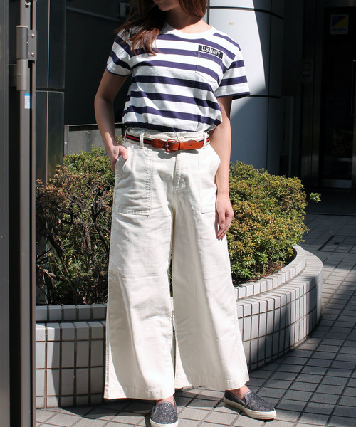 AVIREX（アヴィレックス）の「【InRed5月号木村文乃さん着用】AVIREX/ アヴィレックス/ BACK SATIN WIDE BAKER PANTS/ バックサテン ワイド ベイカーパンツ（その他パンツ・レディース・アイボリー/オリーブ・MEDIUM/SMALL）」の13枚目の写真