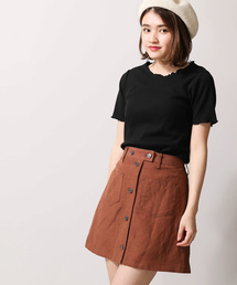 WEGO（ウィゴー）の「WEGO/リネンフロントWボタンタイトミニスカート（スカート・キッズ）」