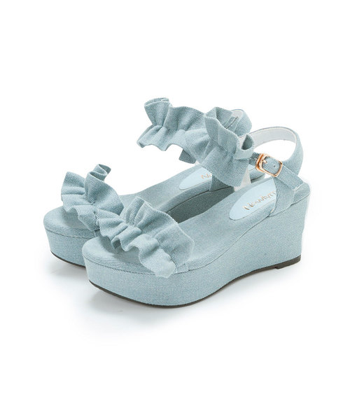 夢展望（ユメテンボウ）の「厚底フッドベッドフリルサンダル（サンダル・レディース・ブルー系その他/ホワイト/グレー系その他/ピンク/ブラック・24㎝/23㎝/22cm/24.5㎝/25.5cm/22.5㎝/25㎝/23.5㎝）」の4枚目の写真