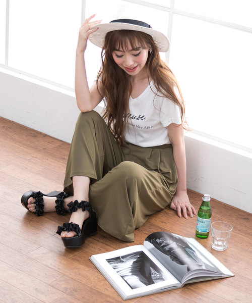 夢展望（ユメテンボウ）の「厚底フッドベッドフリルサンダル（サンダル・レディース・ブルー系その他/ホワイト/グレー系その他/ピンク/ブラック・24㎝/23㎝/22cm/24.5㎝/25.5cm/22.5㎝/25㎝/23.5㎝）」の10枚目の写真