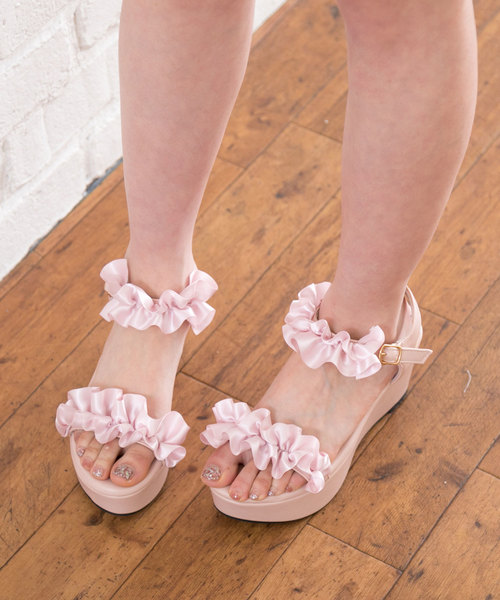 夢展望（ユメテンボウ）の「厚底フッドベッドフリルサンダル（サンダル・レディース・ブルー系その他/ホワイト/グレー系その他/ピンク/ブラック・24㎝/23㎝/22cm/24.5㎝/25.5cm/22.5㎝/25㎝/23.5㎝）」の12枚目の写真