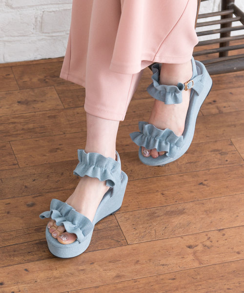 夢展望（ユメテンボウ）の「厚底フッドベッドフリルサンダル（サンダル・レディース・ブルー系その他/ホワイト/グレー系その他/ピンク/ブラック・24㎝/23㎝/22cm/24.5㎝/25.5cm/22.5㎝/25㎝/23.5㎝）」の14枚目の写真