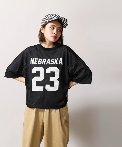 WEGO(ウィゴー)の「WEGO/メッシュナンバリングTシャツ(Tシャツ/カットソー・レディース・ホワイト/ブラック/パープル/グリーン・FREE)」の10枚目の写真