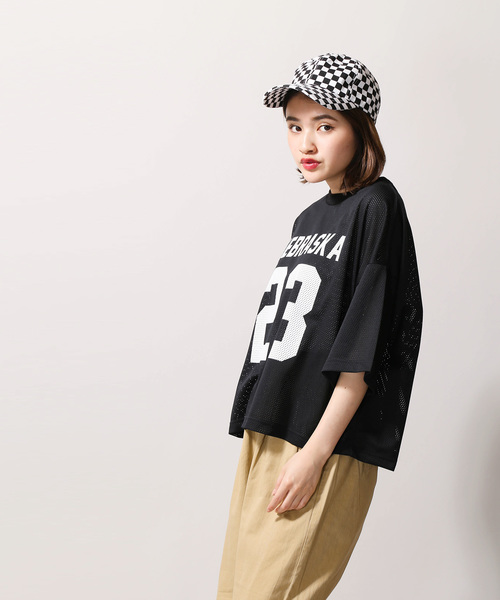 WEGO(ウィゴー)の「WEGO/メッシュナンバリングTシャツ(Tシャツ/カットソー・レディース・ホワイト/ブラック/パープル/グリーン・FREE)」の11枚目の写真