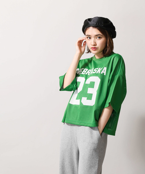 WEGO(ウィゴー)の「WEGO/メッシュナンバリングTシャツ(Tシャツ/カットソー・レディース・ホワイト/ブラック/パープル/グリーン・FREE)」の12枚目の写真