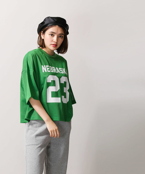 WEGO(ウィゴー)の「WEGO/メッシュナンバリングTシャツ(Tシャツ/カットソー・レディース・ホワイト/ブラック/パープル/グリーン・FREE)」の13枚目の写真