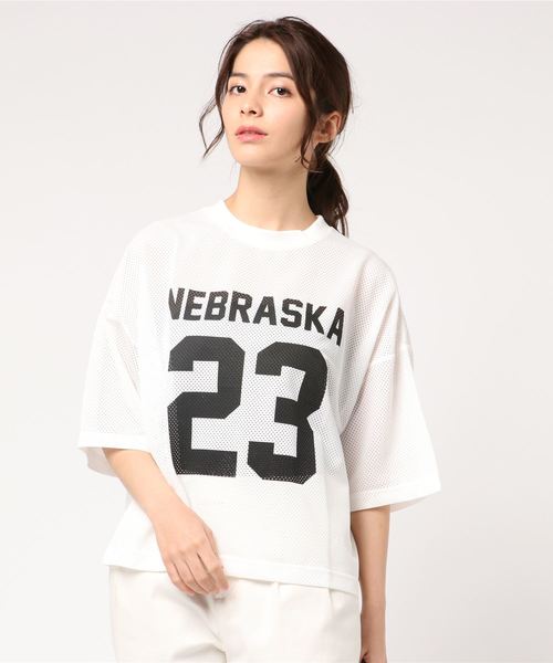 WEGO(ウィゴー)の「WEGO/メッシュナンバリングTシャツ(Tシャツ/カットソー・レディース・ホワイト/ブラック/パープル/グリーン・FREE)」の16枚目の写真