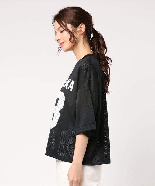 WEGO(ウィゴー)の「WEGO/メッシュナンバリングTシャツ(Tシャツ/カットソー・レディース・ホワイト/ブラック/パープル/グリーン・FREE)」の5枚目の写真