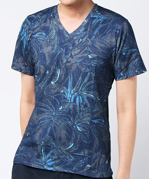 GOSTAR DE FUGA(ゴスタール ジフーガ)の「総柄リーフTEEシャツ/カットソー(Tシャツ/カットソー・メンズ・ホワイト/ネイビー・M/L)」の2枚目の写真