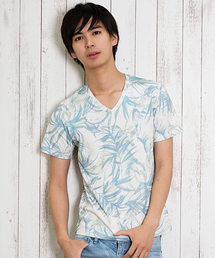 GOSTAR DE FUGA | 総柄リーフTEEシャツ/カットソー(Tシャツ/カットソー)