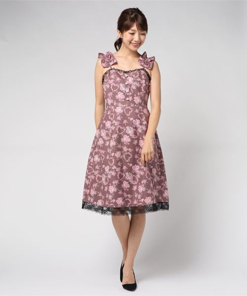 Swankiss（スワンキス）の「HS milk flower O/P（ワンピース・レディース・ホワイト/ブラウン/ピンク・FREE）」の4枚目の写真