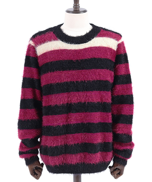 CAMBIO（カンビオ）の「mn1833 - フェザーヤーンボーダーニット（ニット/セーター・メンズ・ブラウン/レッド・S/M/L）」の3枚目の写真