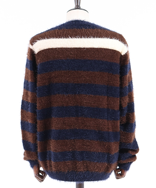 CAMBIO（カンビオ）の「mn1833 - フェザーヤーンボーダーニット（ニット/セーター・メンズ・ブラウン/レッド・S/M/L）」の7枚目の写真