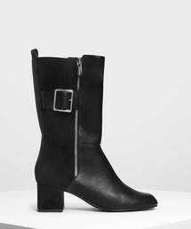 バックルディテール カフブーツ / Buckle Detail Calf Boots