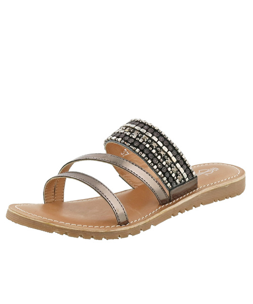 あしながおじさん（アシナガオジサン）の「〈あしながおじさん〉ビーズベルトサンダル（サンダル・レディース・ブラック/プラチナム/ガンメタ・LL/S/M/L）」の5枚目の写真