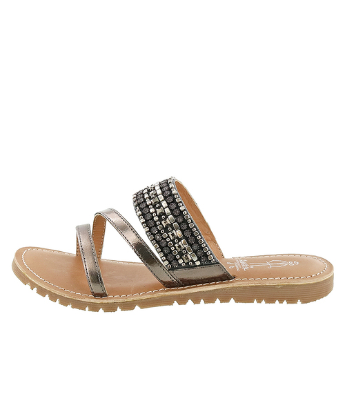 あしながおじさん（アシナガオジサン）の「〈あしながおじさん〉ビーズベルトサンダル（サンダル・レディース・ブラック/プラチナム/ガンメタ・LL/S/M/L）」の11枚目の写真